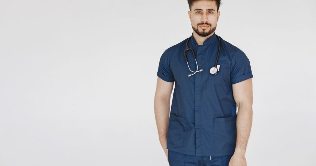 Healthcare professional in scrubs, Denver medical and clinic laundry service
