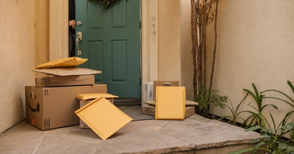 Laundry pickup and delivery bags waiting on a front porch, Denver laundry service